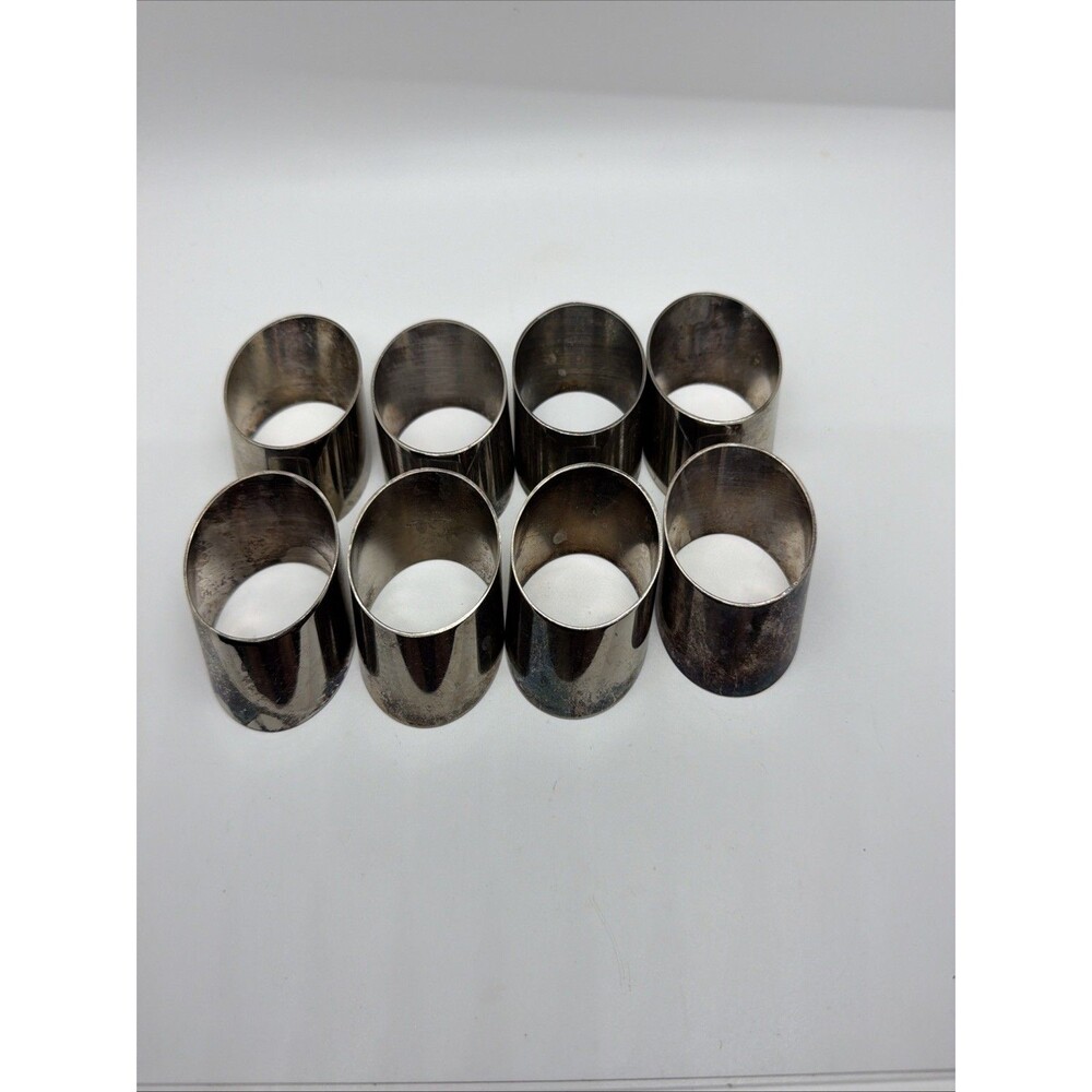 Set Of 7 Leonard Silver Plate Napkin Rings Slanted Oval Shape 2x1.5”- READ